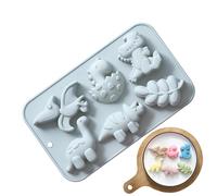 Dinosaur Silicone Mold, Dinosaur Chocolate Molds - Assorted Dinosaur Silicone Molds with 6 Cavities | Gummy Dinosaur Mold for Dessert Mousse, Cupcake Toppers