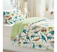 Dinosaur Single Duvet Cover Kids Bedding Set, with Pillowcase Reversible 100% Polycotton Quilt Cover for Boys & Girls Soft Cosy Animal Print Bedding for Children’s Bedroom, Easy Care