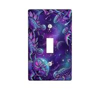Dinosaur Single Light Switch Cover Plate, Fantasy Space Galaxy Stars N/a Violet Plastic Standard Size Toggle Light Switch Cover for New Apartment Home Bedroom Office Decor (Single)