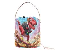 Dinosaur Skating in Candy - Themed World Crochet Yarn Bag Crochet Hook Case with Holes Yarn Tote for Crochet Carrier Yarn Accessory