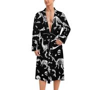 Dinosaur Skeleto Skulls Bones Classic Bathrobe Loungewear Dressing Gown Womens Men for Spa Hotel Sleep 2XL