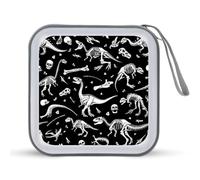 Dinosaur Skeleto Skulls Bones Portable CD Case Holder 48 Capacity Travel DVD Storage Boxs Wallet Bag