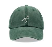 Dinosaur Skeleton Baseball Cap Vintage Washed Unisex Dad Hat Adjustable Bottle Green