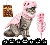 Dinosaur Skeleton Cat Costume Glow In The Dark Cat Halloween Costume 2：XL