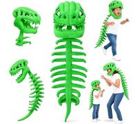 Dinosaur Skeleton Costume for Kids, Realistic 3D Dino Bones Plush Outfit, Fun Halloween Costume for Boys Girls, Cozy Dinosaur Dress Up Suit for Party, Cosplay and Pretend Play (Green,for Adults)