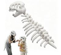 Dinosaur Skeleton Costume, Silly Dino Plush Skeleton Costume Kids Adults, Cozy Spinosaurus Plush Skeletons Hat with Spine, 3D Realistic Skull Prop Outfit for Halloween Cosplay，White