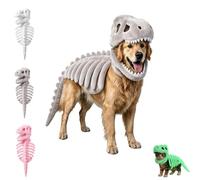 Dinosaur Skeleton Glow in Dark Cat Costume, 3D Plush T-Rex Hood Outfit (02#,Large)