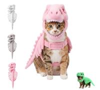 Dinosaur Skeleton Glow in Dark Cat Costume, 3D Plush T-Rex Hood Outfit (03#,Small)