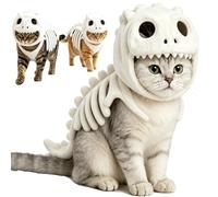 Dinosaur Skeleton Glow in Dark Cat Costume, Pet Dinosaur Costume，M | Cozy Plush 3D Halloween Cat/Dog Skeleton Costume, Realistic Dinosaur Skeleton Costume for Pet, Halloween Dino Pet Outfit