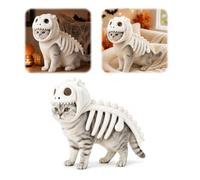 Dinosaur Skeleton Glow in Dark Cat Costume, Plush Halloween Pet Hood Outfit | 3D Soft Cat Dinosaur Costume for Medium & Large Dogs and Cats, Funny Adorable Outfit for Family Party (S)