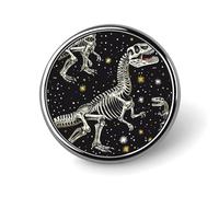 Dinosaur Skeleton Pattern Round Badge Personalized Lapel Brooch Lightweight Durable Tinplate Badge for Hat Clothes Backpack Pins Decor, Circular, Aluminum, aluminum alloy