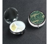 Dinosaur Skeleton Pill Case 3 Compartment Pill Box Portable Metal Pill Organizer Cute Travel Pill Container Vitamin Organizer for Purse Pocket Travel Gift