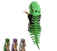 Dinosaur Skeleton Plush Costume with Sound Effects, Wearable Realistic Dinosaur Skeleton Plushie, Dinosaur Skull Headpiece and Spine Outfit, Dinosaur Fossil Jumpsuit (Green, 160cm)