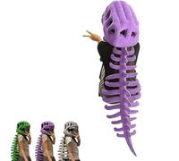 Dinosaur Skeleton Plush Costume with Sound Effects, Wearable Realistic Dinosaur Skeleton Plushie, Dinosaur Skull Headpiece and Spine Outfit, Dinosaur Fossil Jumpsuit (Purple, 116cm(Adult))