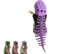 Dinosaur Skeleton Plush Costume with Sound Effects, Wearable Realistic Dinosaur Skeleton Plushie, Dinosaur Skull Headpiece and Spine Outfit, Dinosaur Fossil Jumpsuit (Purple(Sound), 116cm(Adult))