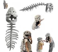Dinosaur Skeleton Plush Costumes, Silly Dino Skeleton Plush, 3D Dinosaur Skeletons Costume with Spine Extension, Realistic Dinosaurs Spine Costume Outfits for Kids and Adults (Adult-45.66in)