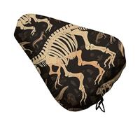 Dinosaur Skeleton Print Bike Seat Cover Waterproof Oxford Fabric, Universal Adjustable Bicycle Saddle Cover with Drawstring Easy Install Protective Rain Dust Covers for Women Men