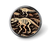 Dinosaur Skeleton Print Button Pins - Personalized Round Badges for Women Men Custom Photo Buttons for Backpack Cloth Decoration Souvenir Gifts, Metal Badge Brooch Party Costume Accessory