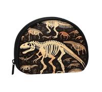 Dinosaur Skeleton Print Coin Purse Personalized Coin Bag for Women Men Change Purse Small Wallets with Zipper Mini Shell Coin Pouch Outdoor Shopping Change Storage Bag Handbags Gifts