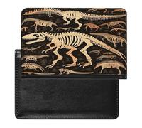 Dinosaur Skeleton Print Passport Holder Cover Wallet Case PU Leather Passport Book Card Holder for Travel Must Haves