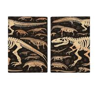 Dinosaur Skeleton Print Passport Holder Leather Passport Wallet Cover Case Passport Protective Cover Cute Passport Book Holder Slim Credit Card Holder Travel Accessories for Women Men