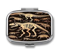 Dinosaur Skeleton Print Pill Box Pill Organizer Pill Case 2 Compartment Medicine Pill Organizer Small Pill Case Pill Container Pill Holder Cute Pill Box Mini Pill Case