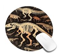 Dinosaur Skeleton Print Round Mouse Pad 8 Inch, Comfort Gaming Mousepad, Stitched Edge Non-Slip Rubber Base, Waterproof Computer Mousemat Washable Laptop Mousepads for Home Office