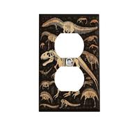 Dinosaur Skeleton Print Standard Wall Socket Panel Single Gang Electrical Outlet Cover Plate Unbreakable US Wall Outlet Cover Standard Receptacle Socket Face Plate