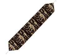 Dinosaur Skeleton Print Table Runner for Dining Table, Short Plush Runners Washable & Durable Tablerunner Modern Home Decor for Wedding, Kitchen, Holiday 200*33cm
