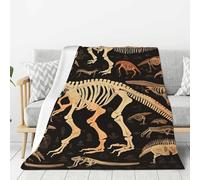 Dinosaur Skeleton Print Throw Blanket Ultra Soft Cozy Fleece Blanket Lightweight Warm Bed Blanket All Season for Home Living Room Sofa Couch Bed 80"X60"