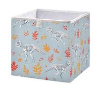 Dinosaur Skeleton Skull Plants Cube Storage Boxes 28x28x28 cm Square Bins Collapsible Cube Box Organiser for Organising Clothes