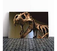 Dinosaur Skeleton T Rex Canvas Print | Gallery Wrapped 30mm Frame Wall Art | 30x20 inches | Ready to Hang | Modern Picture | Living Room Bedroom Lounge Office