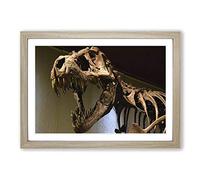 Dinosaur Skeleton T Rex Framed Print | A2 Oak Framed Wall Art | Ready to Hang | Modern Nature Picture | Living Room Bedroom Lounge Office