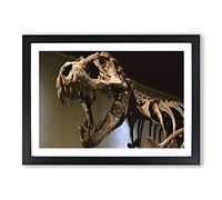 Dinosaur Skeleton T Rex Framed Print | A2 Oak Framed Wall Art | Ready to Hang | Modern Nature Picture | Living Room Bedroom Lounge Office
