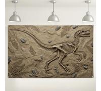 Dinosaur Skeleton Wall Backdrop, Fossil Stone Texture Party Decorations, Ancient Indoor/Outdoor Photography Background for Kids' Birthday Celebration 71x43 Inch