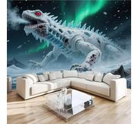 Dinosaur Skeleton Wall Mural 3D Effect Aurora Glacier Non-Woven Self-Adhesive Wallpaper Living Room Bedroom Home Decor TV Background Large Art Wall Painting 300x230 cm