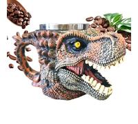 Dinosaur Skull Mug Resin Stainless Steel - Gothic Dragon Head Coffee Cup | Novelty 3D Bone Shape Tea Mug 500ml | Vintage Medieval Drinkware for Home Office Travel Birthday Gift Halloween Party Decor
