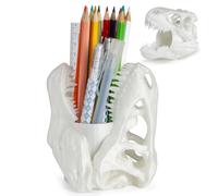 Dinosaur Skull Pen Holder, Pencil Organizer, Office Desk Decor, Unique Dinosaur Skull Christmas Gifts for Men and Boys, Halloween Gothic Home Decor White, Christmas/Valentine's Day/Father's Day Gifts