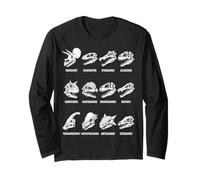 Dinosaur Skull Types Paleontology Fossil Anatomy Chart Long Sleeve T-Shirt