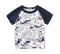 Dinosaur Sleeve Sharks Shirts Cartoon Tee Years for 17 Kids Clothes Toddler T Crewneck Boys Short Baby Tops Boys Tops Little Boys Tees White