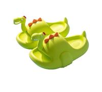 Dinosaur Slippers Sandals, Cute Cartoon Anti-Slip Novelty Open Toe Slides, Funny Thick Sole Bath Slippers (Light Green, Big Kid, 13.5, Numeric, UK Footwear Size System, Medium)