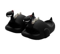 Dinosaur Slippers Sandals, Cute Cartoon Anti-Slip Novelty Open Toe Slides, Funny Thick Sole Bath Slippers (Black, Big Kid, 14, Numeric, UK Footwear Size System, Medium)