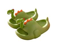 Dinosaur Slippers Sandals, Cute Cartoon Anti-Slip Novelty Open Toe Slides, Funny Thick Sole Bath Slippers (Green, Big Kid, 13.5, Numeric, UK Footwear Size System, Medium)