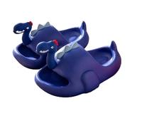 Dinosaur Slippers Sandals, Cute Cartoon Anti-Slip Novelty Open Toe Slides, Funny Thick Sole Bath Slippers (Blue, Big Kid, 13.5, Numeric, UK Footwear Size System, Medium)