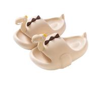 Dinosaur Slippers Sandals, Cute Cartoon Anti-Slip Novelty Open Toe Slides, Funny Thick Sole Bath Slippers (Khaki, Big Kid, 14, Numeric, UK Footwear Size System, Medium)