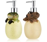 Dinosaur Soap Dispenser 2 Pieces Egg Kids Soap Dispenser Cute Dinosaur Bathroom Accessories Animal Shower Lotion Liquid Refillable Shampoo Bottle with Pump for Kitchen Bath Countertop Decor