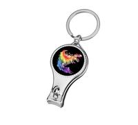 Dinosaur Spraying Rainbow Abstract Nail Clipper for Men Women Portable Metal Nail Cutter with Nail File