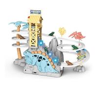 Dinosaur Stair Slide Toy, Electric Climbing Stairs with Lights and Music, Electric Race Track Game Fun Slide Roller Coaster Toy for Kids Birthday Gifts (Blue)