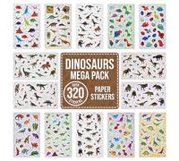 Dinosaur Stickers for Children to Scrapbook, Craft, Decorate - Over 320 Self Adhesive Paper Stickers 14 Designs - Party Bag Fillers for Kids, Teacher Rewards - Boys Dino Sticker Pack