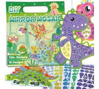 Dinosaur Stickers - Interactive Mosaic Mirror Educational Toys, Animal Stickers Art Craft Kit with Reflective Surfaces, Sensory Activity, Preschool Learning Game, Decal Set for Kids Classroom